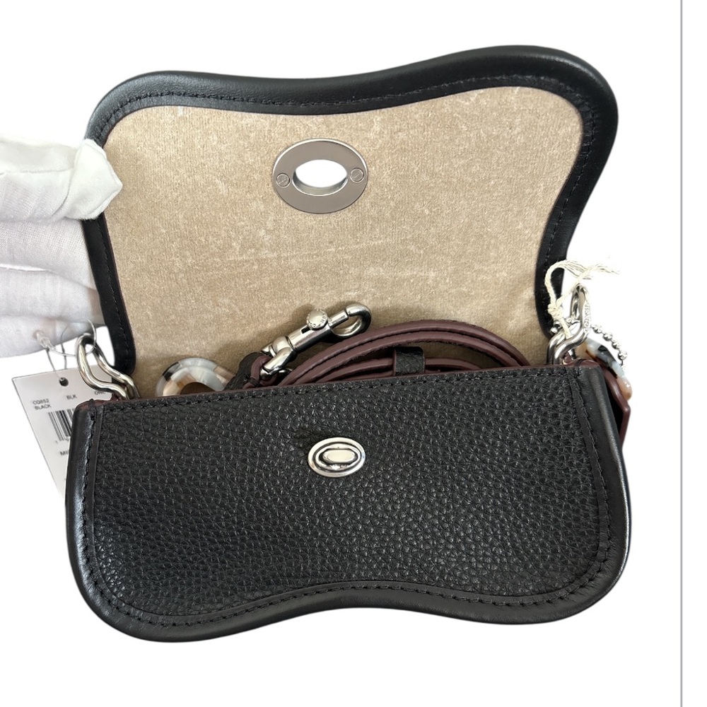 NWT Coach Leather micro wavy Dinky black purse crossbody - Picture 5 of 10